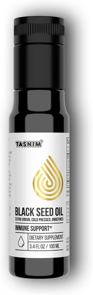 100% אתיופיה BlackSeed שמן 3.4 Fl Oz - Cold Pressed Black Seed שמן עבור Immune Support, High Potency 5.7% - 21% Thymoquinone Skin, Hair & Overll Health - Unrefined Black Cumin Seed Oil - Gluten Freeten Free Getten Free גלוטן