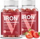 חניכיים ברזל תוספי מזון לנשים וילדים - Multivitamin עם Ironmy for Blood Oxygen, חניכיים גדולות עם ויטמין C עבור Max Absorption, טבעוני צ'ואובל (180 Count, Strawberry)