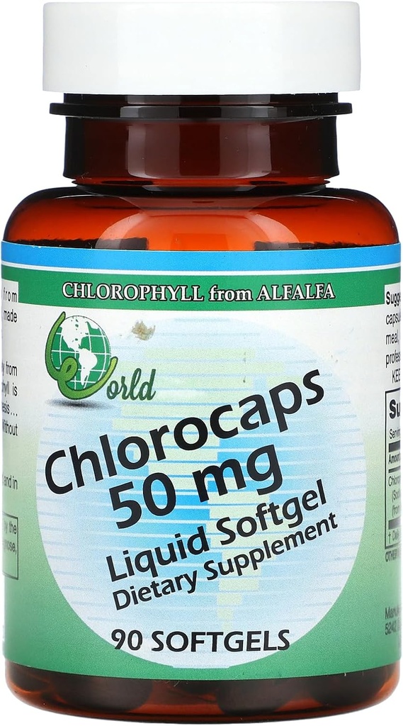 העולם אורגני Chlorocaps - 50 מ"ג - 90 Softgels