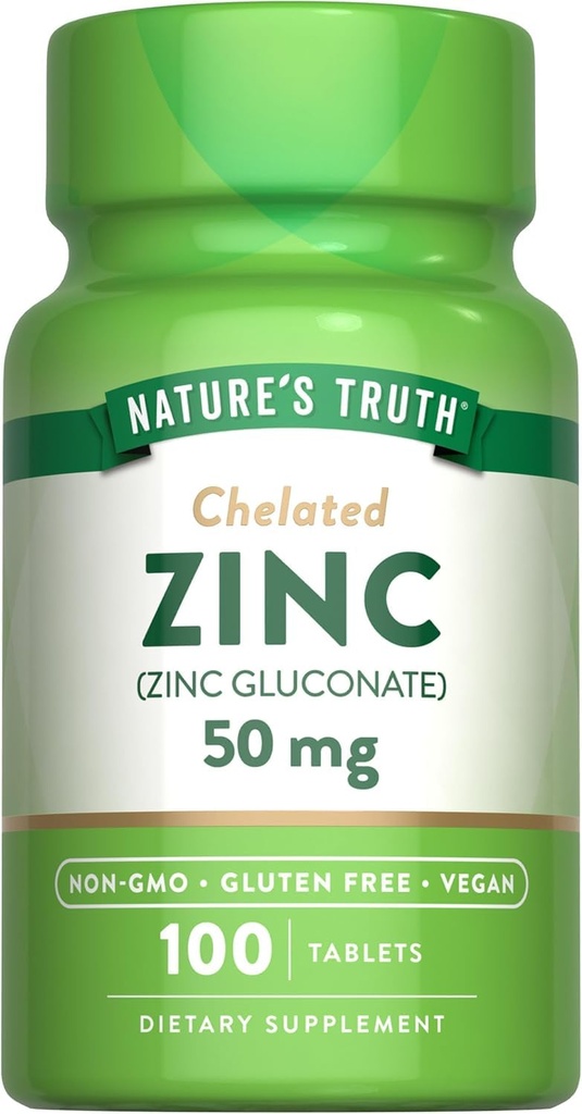 Truth Chelated Zinc 50 מ"ג טבליות - 100 ct, Pack of 2