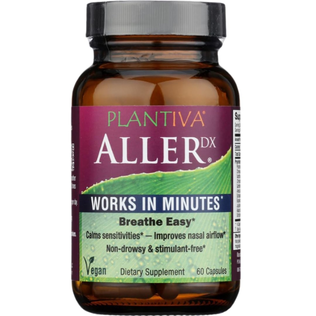 AllerDx Natural Herbal Seasonal Support Supplement - Non-Drowsy, Stimulant Free, Fast-Acting Respiratory Support - 60 קפסולות