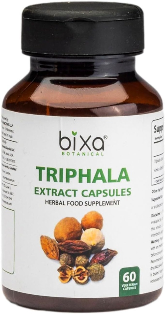 bixa BOTANICAL Ayurvedic Natural Herbal תוספת Triphala לחלץ קפסולת מזון בריא העיכול & Absorption של חומרים מזינים (Amla + Haritaki + Bibhitak) (60 (Pack of 1))