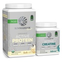 Sunwarrior Creatine אבקה & Vanilla Active אורגני אבקת Set | Bundle & Save | חלבון טבעוני Plus Unflavored Creatine Monohydrate (60 משרתים Unflavored, 20 משרתים Vanilla)