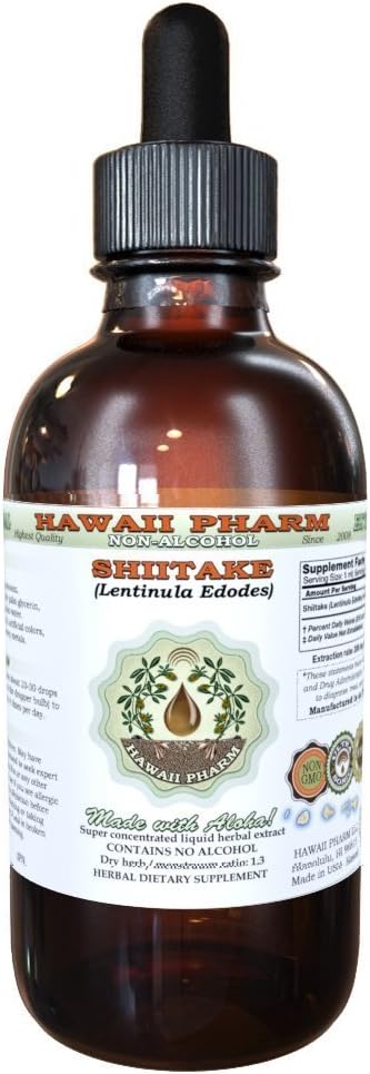 Shiitake פוליזל ללא אלכוהול, אורגני Shiitake (Lentinula Edodes) Dried Mushroom Glycerite טבעי צמחי מרפא, הוואי Pharm, ארה"ב 2 fl.oz