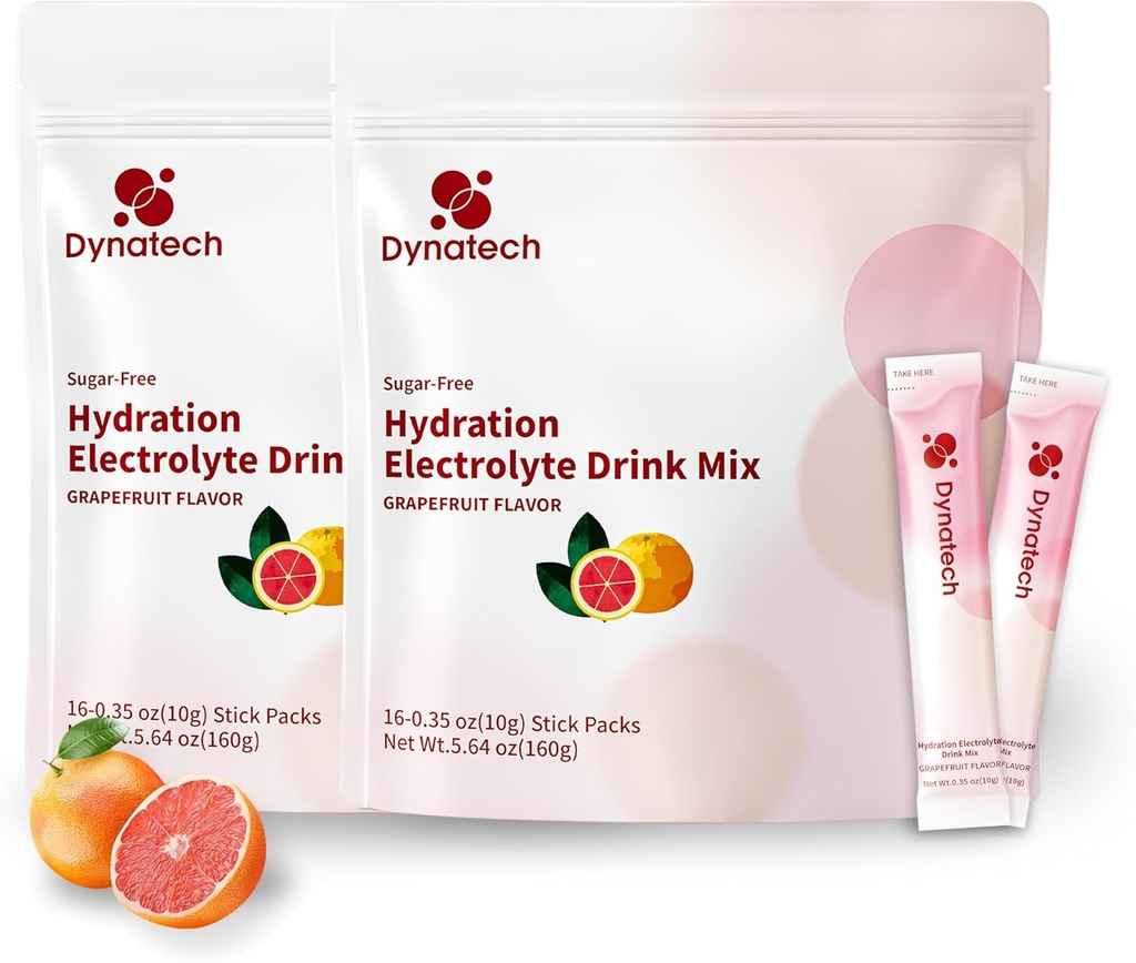 דינאטק Zero Sugar Electrolyte Drink - Grapeפרי - אבקת hydrotion Packets עם 10 אלקטרוליטים ווויטמינים | Non-GMO, Gluten Free, Electrolytes אבקת Packets