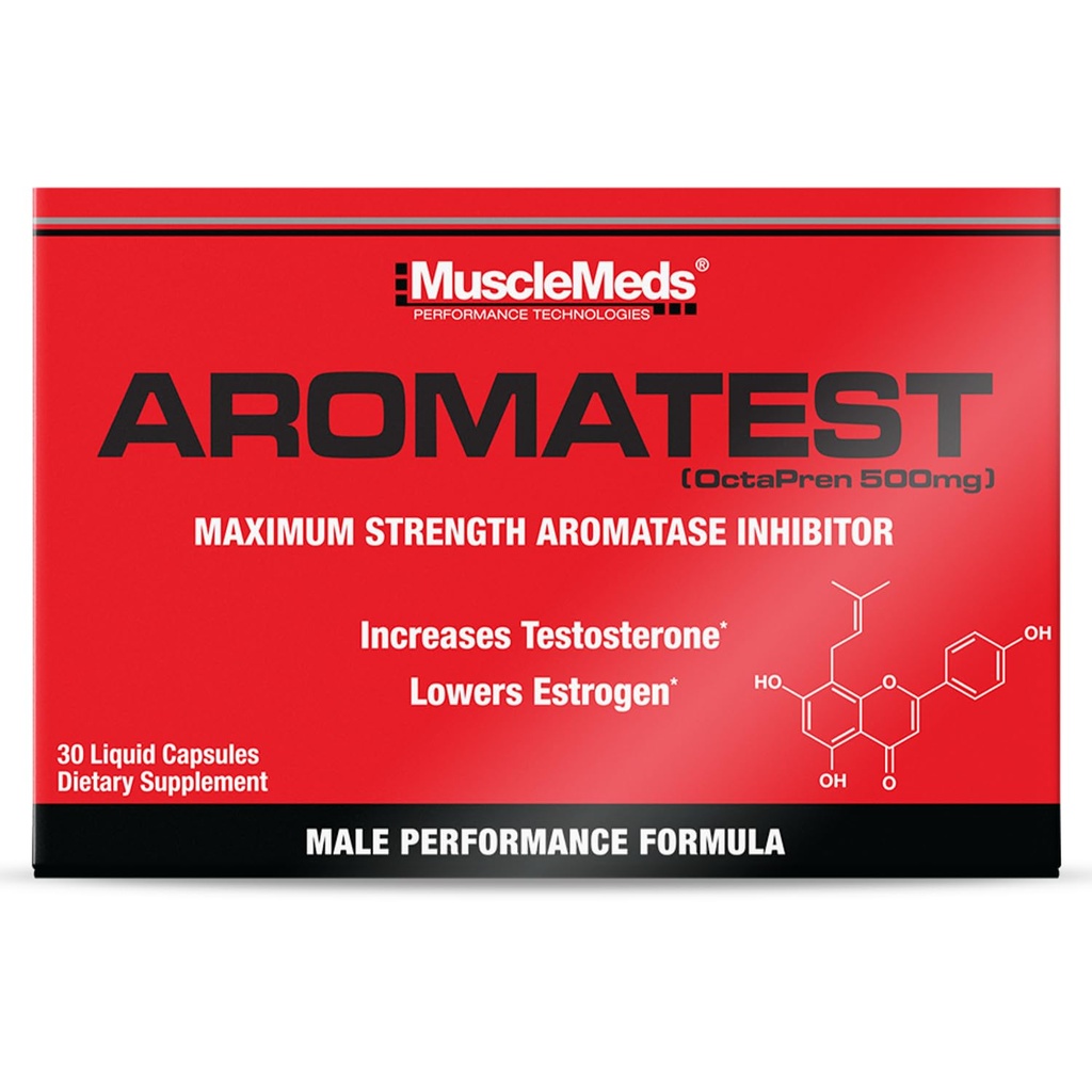 שריר AROMATEST טסטוסטרון Booster & Aromatase Inhibitor, תחתונים Estrogen, תומך בניין שרירים וכוח, החלפת הורמון נגד זיוף עבור גברים, 30 קפסולות נוזל