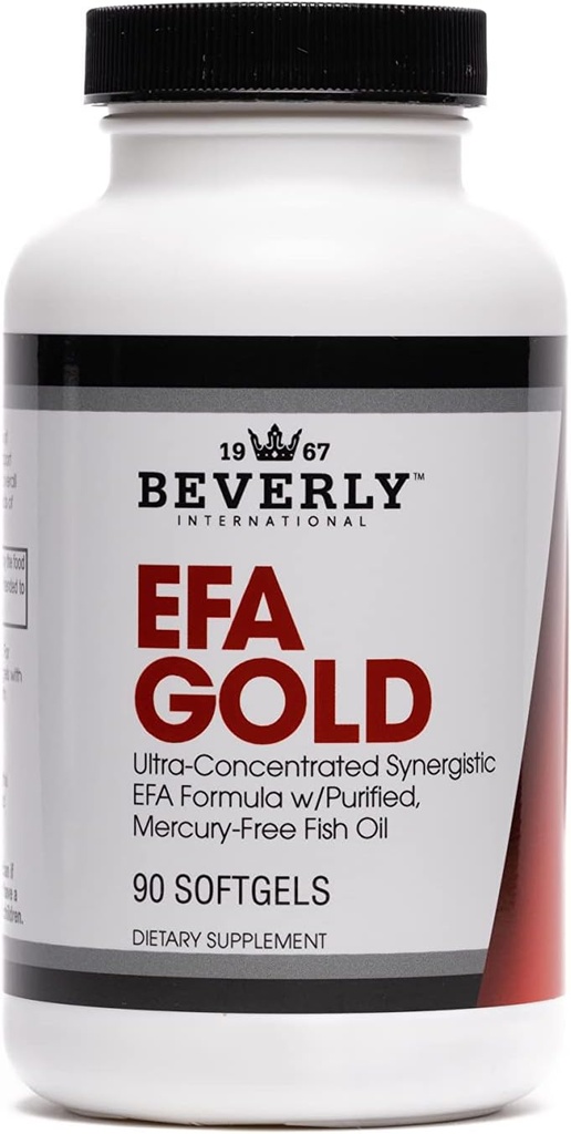 בוורלי אינטרנשיונל EFA Gold, 90 קפסולות Softgel. אומגה 3s EPA ו- DHA + אומגה 6 & 9 חומצות שומן. שילוב דגים, שמן פלמה ו Borage.