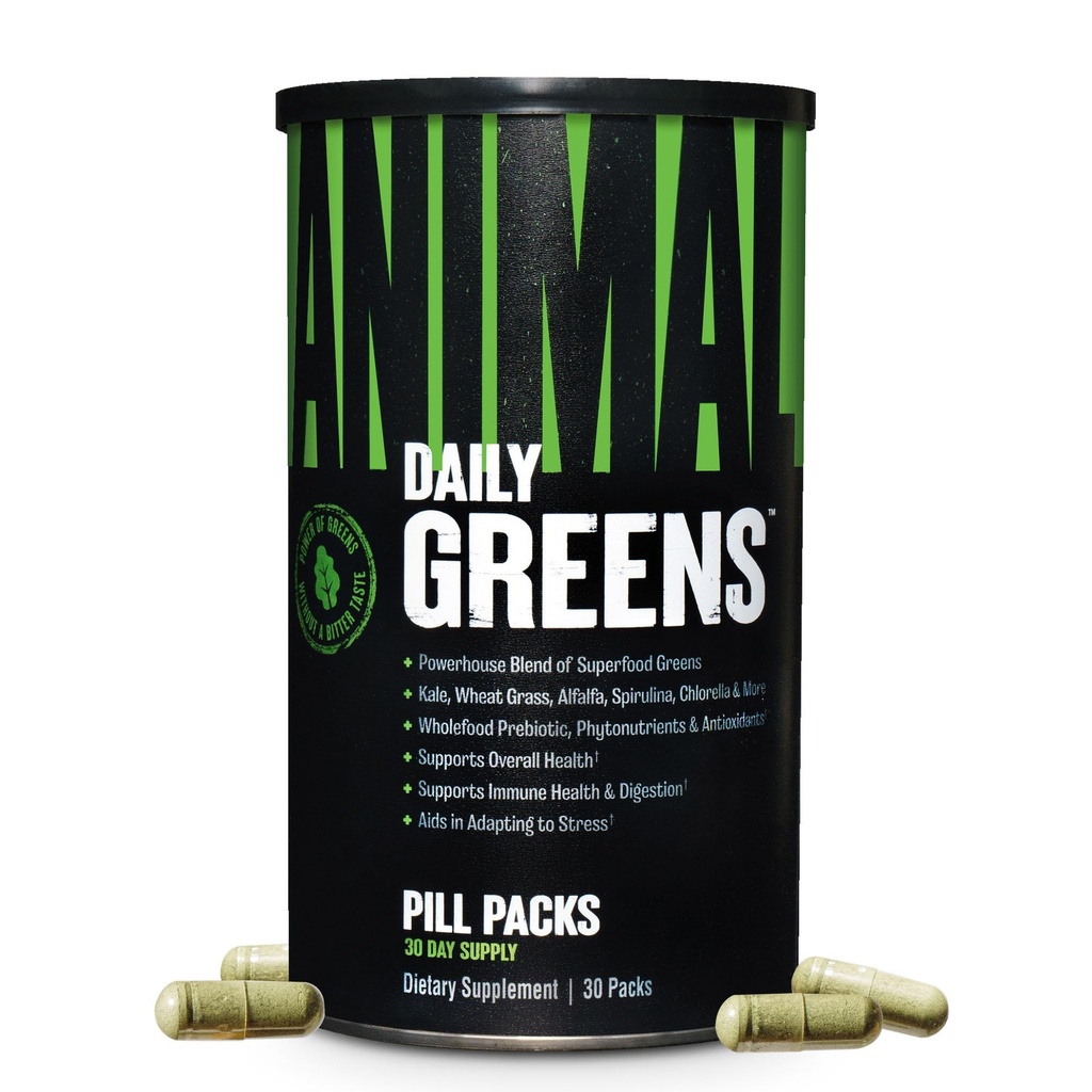 Animal Daily Greens Pill Packs - Kale, Wheat Grass, Alphalfa & More - Convenient Prebiotic ו Probiotic Superfood ל- Superior Digest, Gut Health, and Immunity for Men & Women - 30 יום אספקה