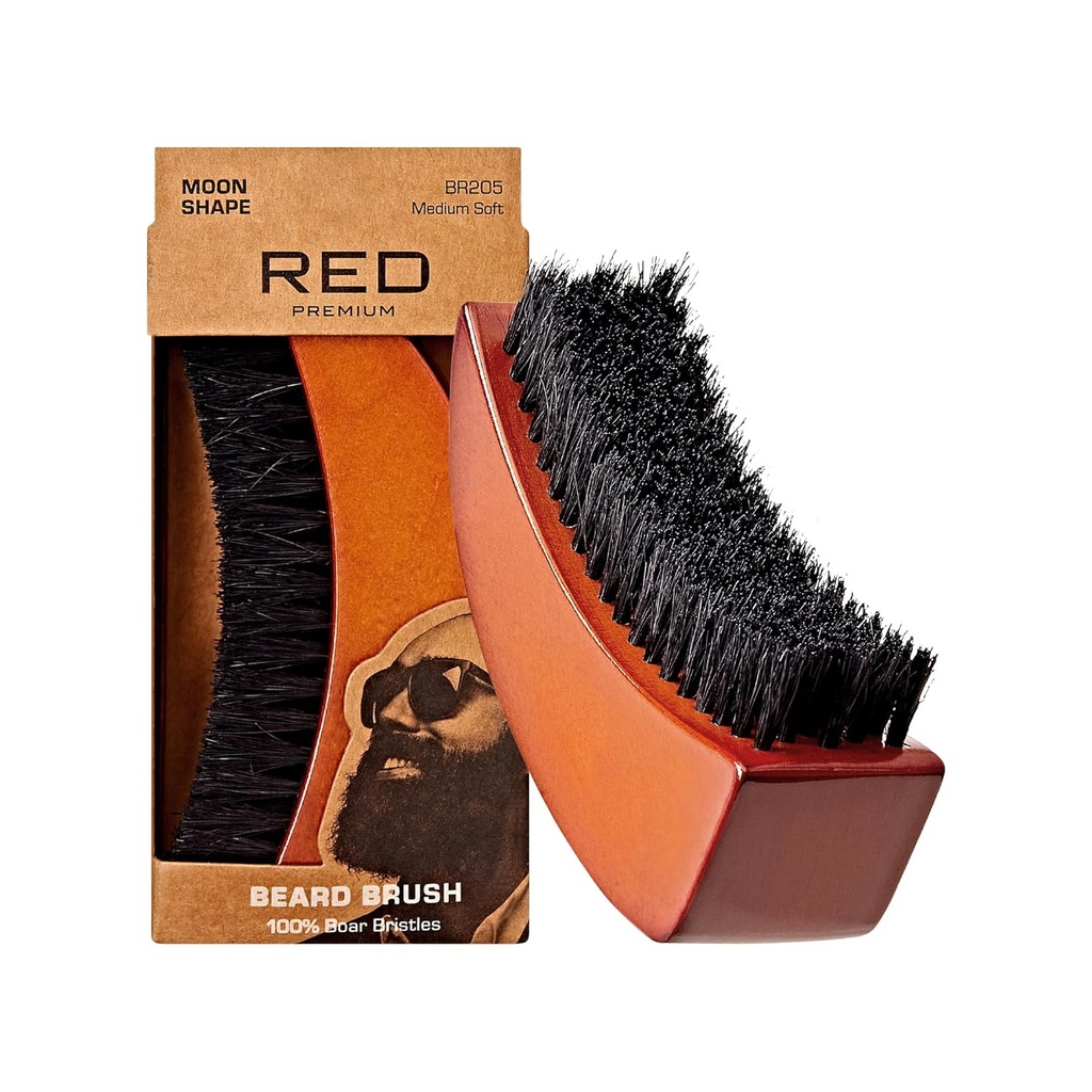 על ידי Kiss Beard Brush עם 100% טבעי Boar Bristles עבור גברים, Premium Wooden Brush, Beards Mustaches Grooming Shaving Comb, Tame ו Soften שיער הפנים (MOON SHAPE)