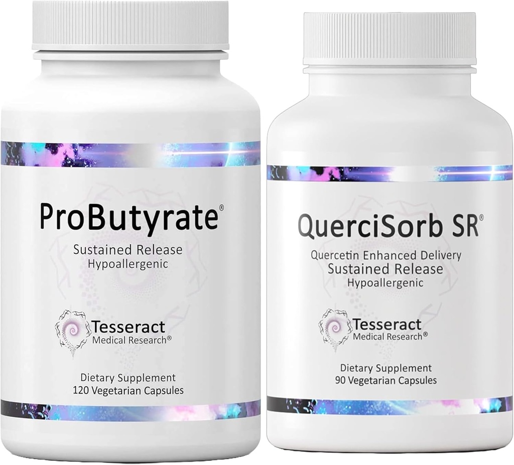 Tesseract Gut & Immune Support Bundle - Probutyrate 600mg & QuerciSorb SR Quercetin 400 מ"ג, 120 + 90 קפסולות, Gastro מעיים ובריאות החיסון, Hypoallergenic