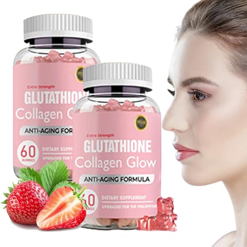 Glutathione Collagen Glow, Glutathione Collagen Glow Gummies, Collagen Gummies for Women Skin Care, Korean Collagen Gummies to Rejuvenate Your Skin (2PCS)