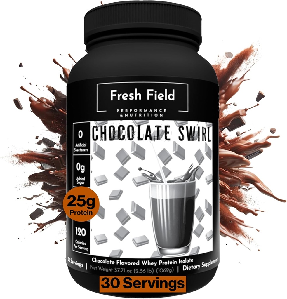 אבקת חלבון שטח טרי - 25g חלבון Whey חלבון Isolate, Gluten-Free & Soy-Free, Sugar-Free, 30 משרתים - Natural Whey חלבון אבקת for Workout Fitness & Nutrition Shakes - 2.36
