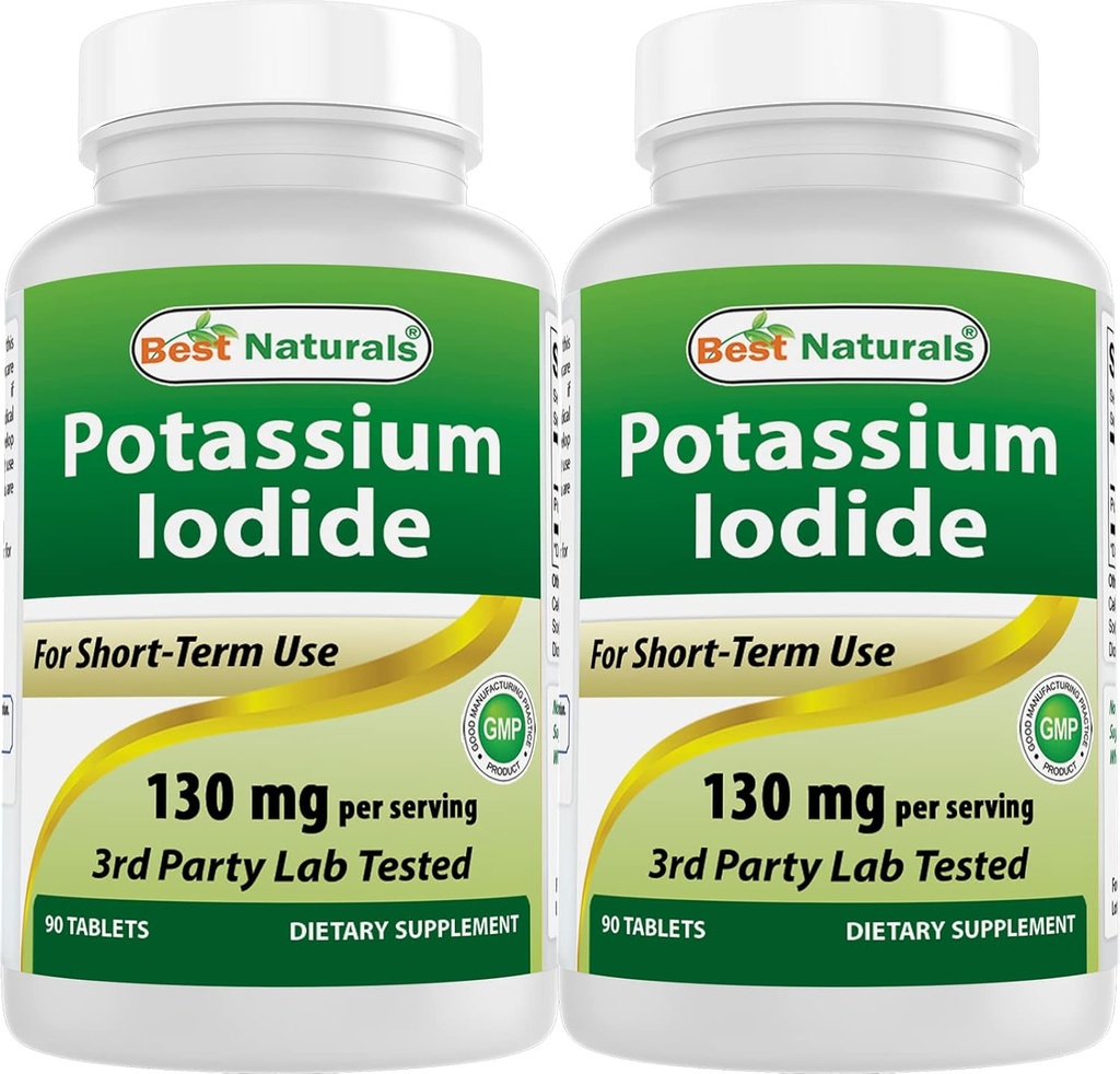 Best Naturals Potassium Iodide 130 מ"ג לכל משרת - תוספת תזונתית, 90 טבליות (2)