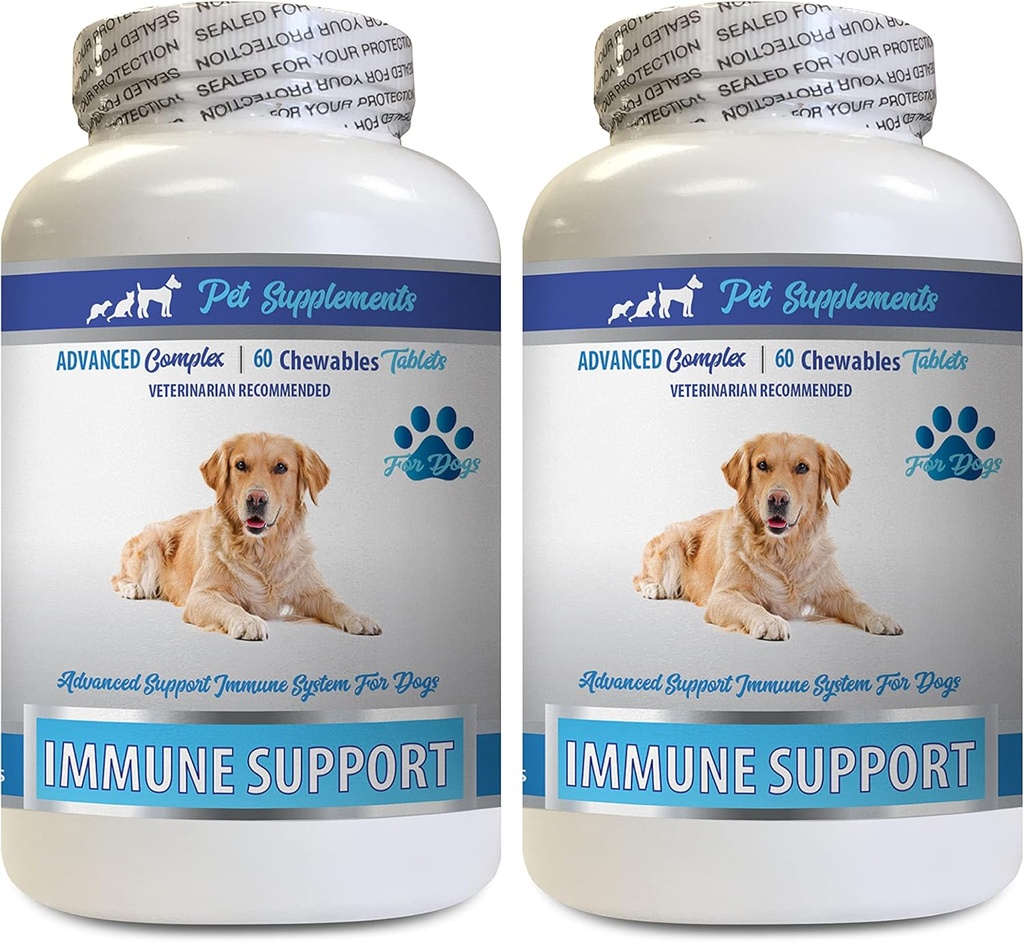 Immune תומך בויטמינים - כלבים Immune Support - Burdock Root Extract אורגני - Burdock Root for Dogs - Immune Dog Pills, Immune Support for Probiotic, Immune Support Supplement 2 Bot (120 Chews Chews)