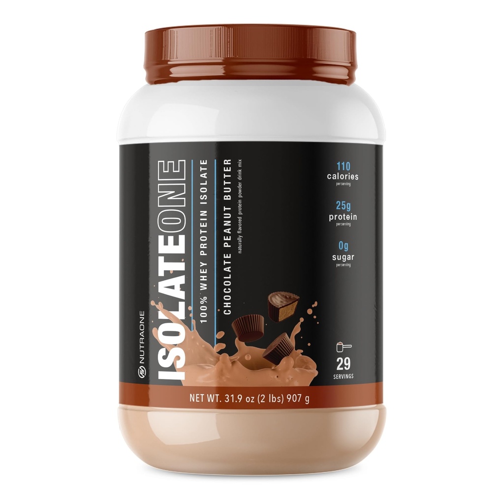 NutraOne Isolate One Whey Isolate אבקת חלבון 100% טהור Whey Isolate אבקת (Chocolate Peanut Butter - 29 משרתים)