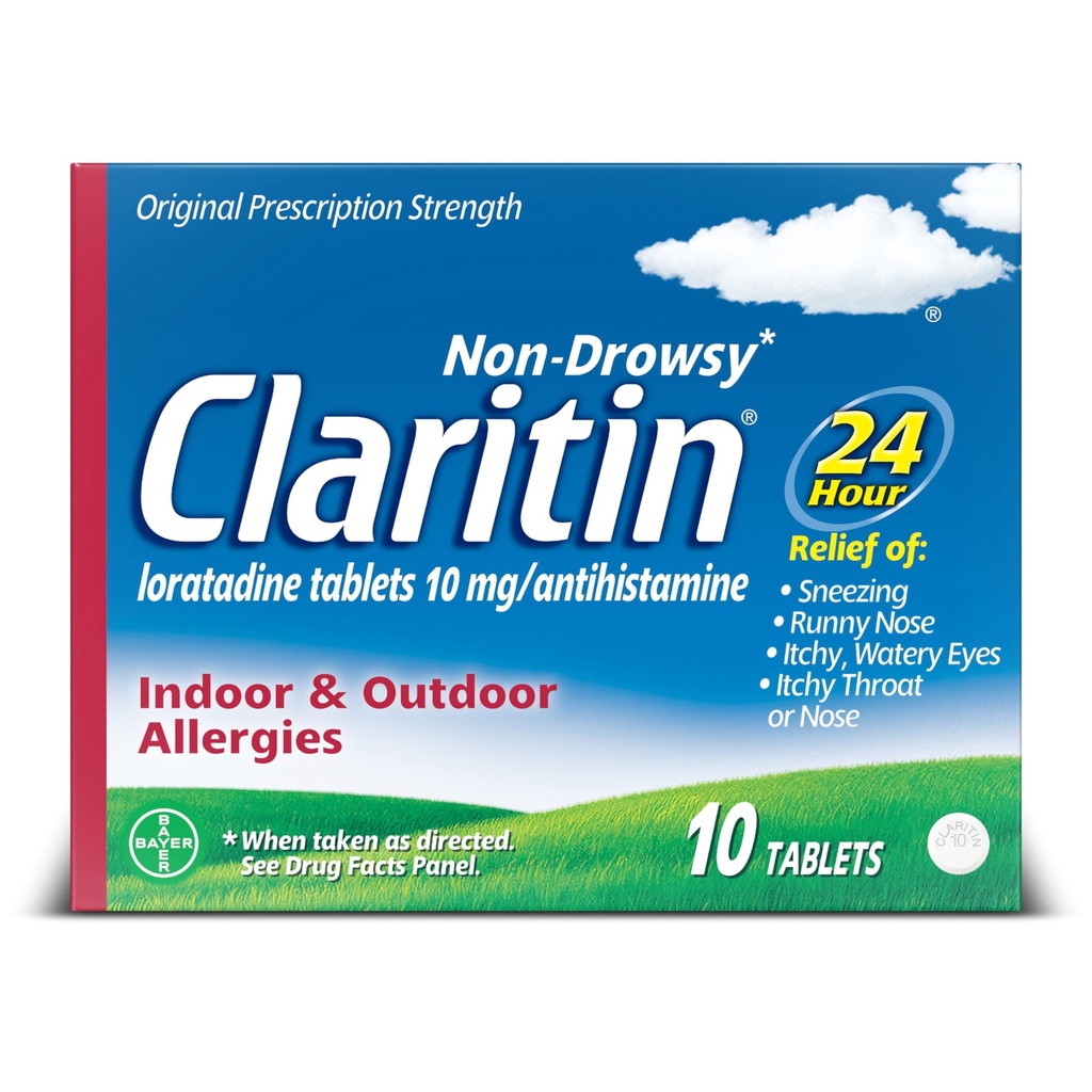 24 HR Non Drowsy Allergy Medicine, Loratadine Antihistamine טבליות, 10 Ct