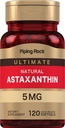 Piping Rock Astaxanthin תוספת 5 מ"ג | 120 קפסולות Softgel | מתוך Haematococcus Pluvialis Algae Extract