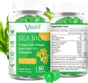 2 Pack Irish Sea Moss Gummies with Black Seed Oil, Chlorophyll - Thyroid, Mood, Energy & Immune Support - נשים וגברים, מבוגרים וקיד - 120 חניכיים טבעוניות