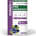 Quench Pre Workout for Men & Women Effervescent Tablets - Boosts Energy & Focus with L-Arginine, Natural Caffeine - תומך בניהול משקל ושיקום - טבעוני, Keto, Soy-Free 60 Count