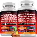 Ceylon Cinnamon, Turmeric, Apple Cider Vinegar, Geneseng, Aloe Vera, Berberine Plus Banaba, ג'ינג'ר Root - 120 Count
