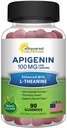 Apigenin 100 מ"ג עם L-theanine 100 מ"ג חניכיים - תוספת Apigenin לשינה - חילוף טבעי מסטיק אלטרנטיבי לקפסולות, גלולות, אבקה ותה - 2 Per לשרת