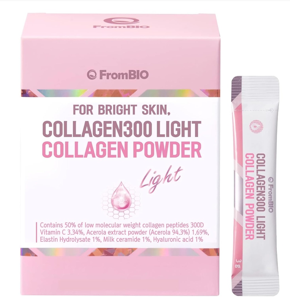 עבור Bright Skin, Collagen 300 Light, Low Molecular Weight Fish Collagen Peptides 300D1,500 מ"ג (28 Packets)
