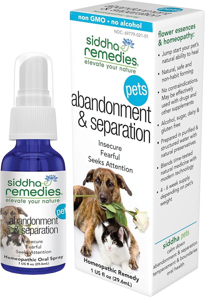 סידדהה Remedies Abandonment & הפרדה עבור חיות מחמד | טיפול הומאופתי טבעי לכלבים, חתולים ובעלי חיים | עוזר באופן טבעי לבעלי חיים עם פחדים והתנהגות אובססיבית