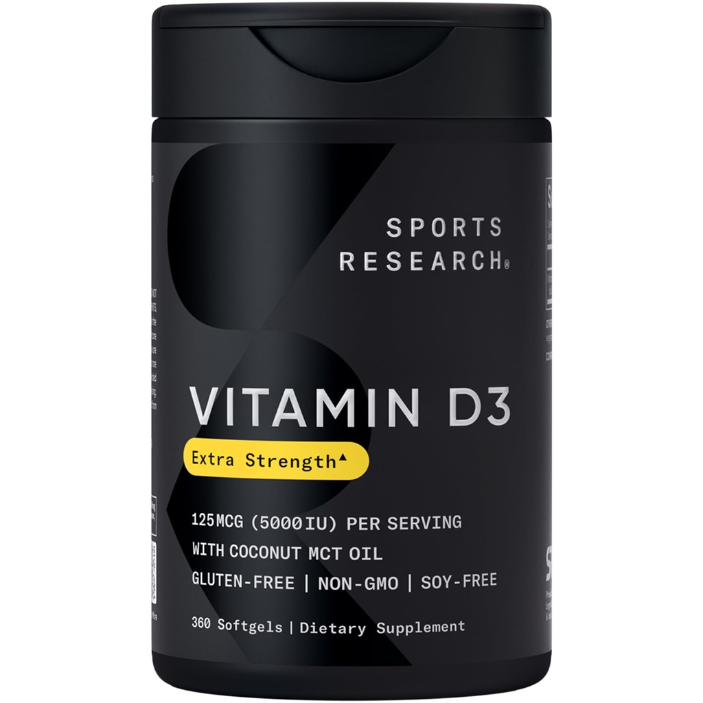 ויטמין D3 W/Coconut MCT שמן - ויטמין D3 5000o (125mcg) תוסף עבור Immune & העצם תמיכה - שמן שמן שמן שמן ללא GMO - Gluten חינם (360 נוזל Softgels)