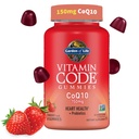 Garden of Life ויטמין Code CoQ10 Gummies 150 מ"ג, Coenzyme Q10 לבריאות הלב, ייצור אנרגיה והזדקנות בריאה + Prebiotics & Probiotics for Digestion, Non-GMO, Gluten-Free, 60 Strawberry חניכיים
