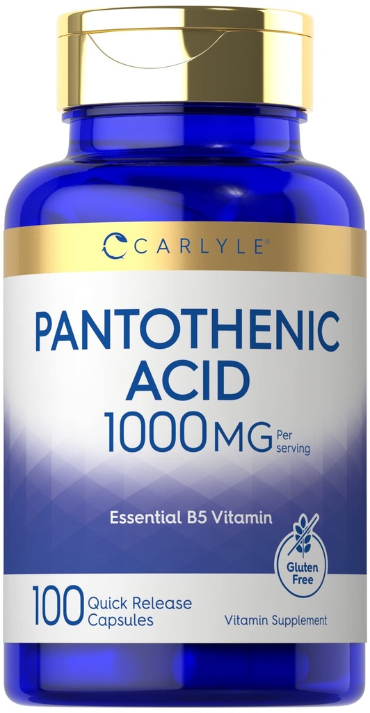 קרליל Pantothenic Acid | 1000mg | 100 קפסולות | Essential B5 ויטמין | Non-GMO, Gluten Free Supplement