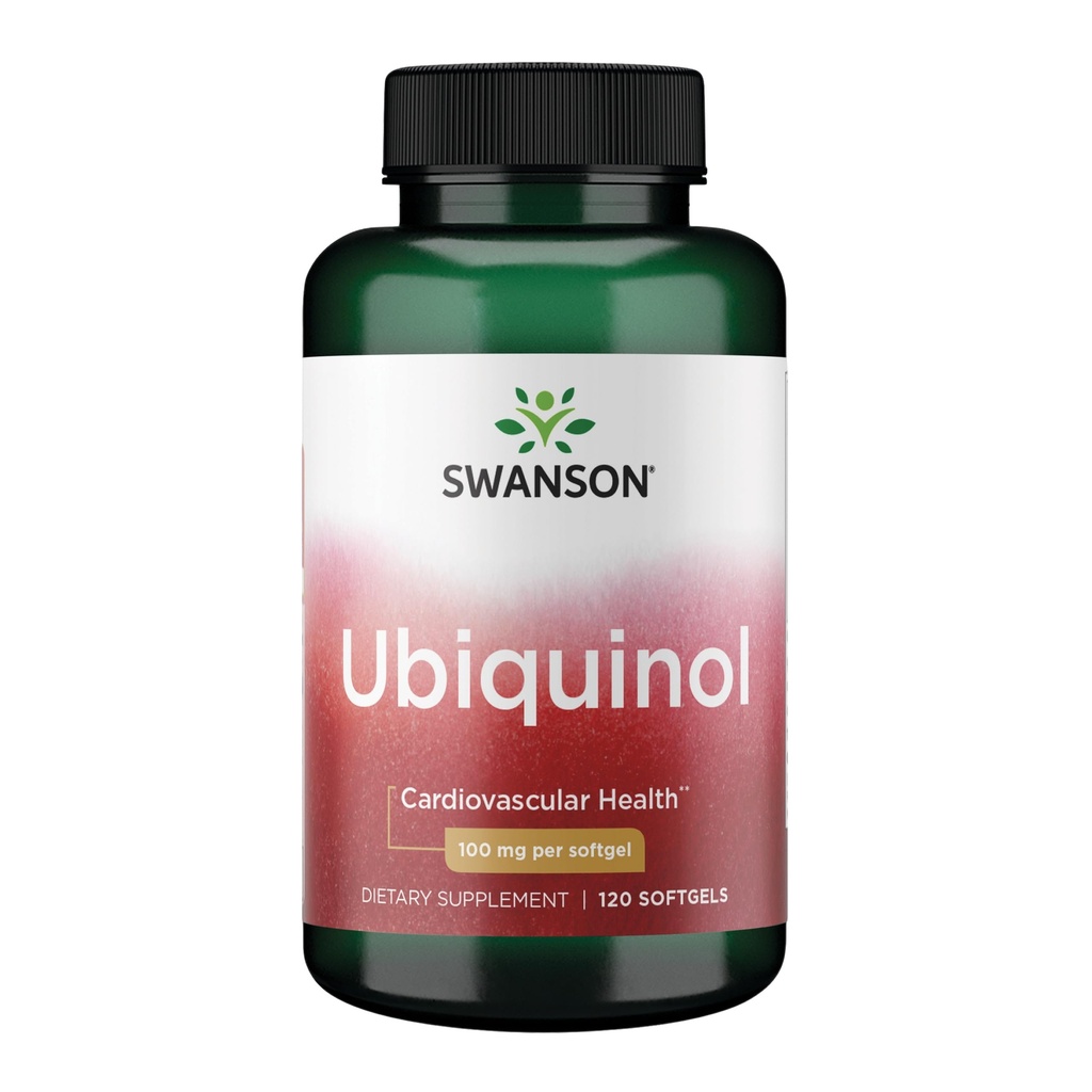 Swanson Ubiquinol - 100 מ"ג - לבריאות הלב, אנרגיית המוח ואנטיoxidant תמיכה - איידס ייצור ATP* - Non-GMO - 120 Softgels