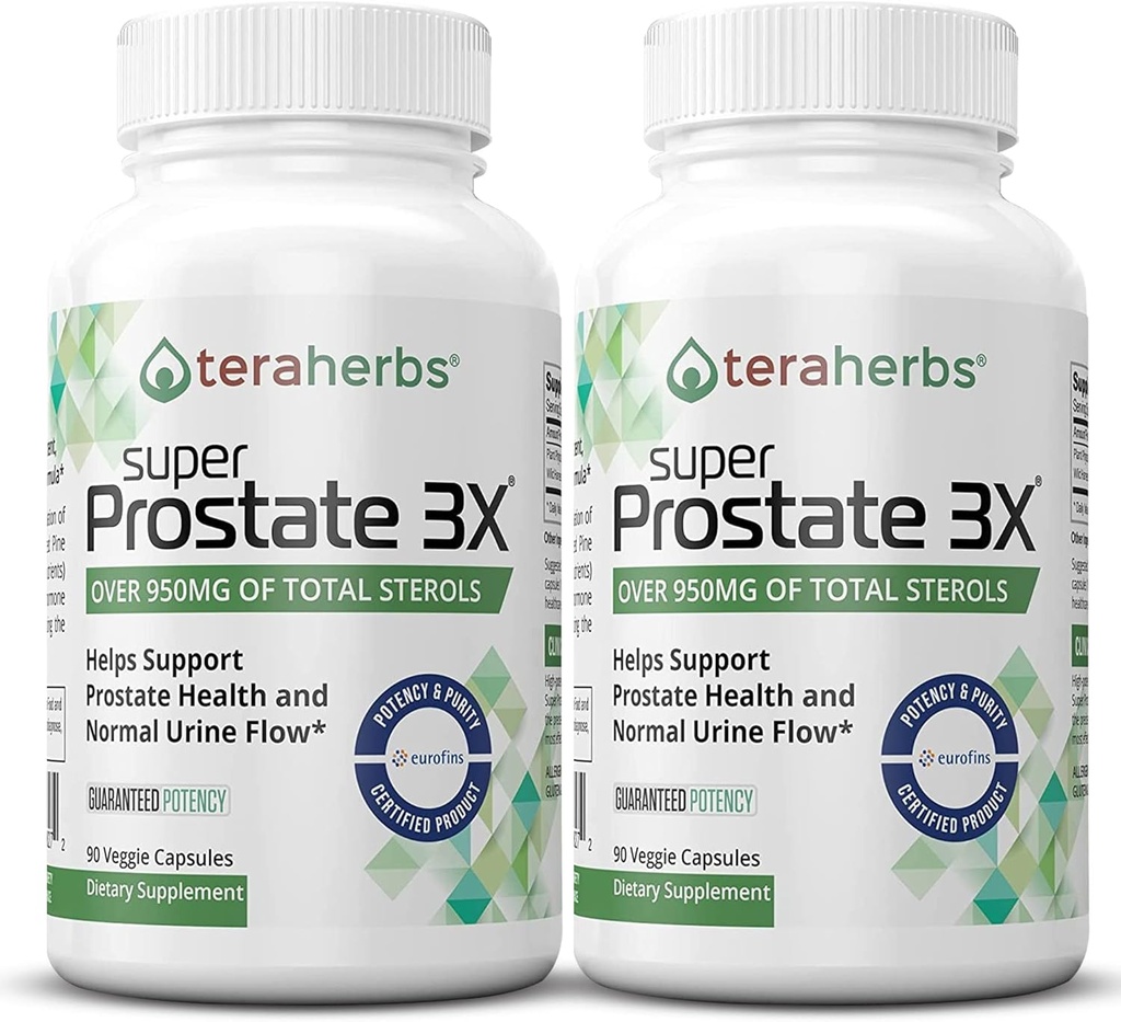 Tera Herbs Super Prostate 3X - בקרת הריון, איזון הורמונלי ותמיכה עבור Enlarged Prostate & Frequent Urination - תוספי Prostate עבור גברים w/Beta Sitosterol לא Saw Palmetto (2 Pack)
