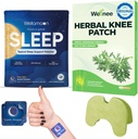 Wellnee & Wellamoon Wellness Pack: Herbal Knee Patches (10 Count) & Natural Sleep Support Patches (28 Count) - נוחות משותפת ושרירים עם שינה מבוססת צמחים