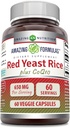 פורמולה מדהימה של Yeast רייס 600 Mg Plus Coq10 50 Mg | Veggie קפסולות תוסף | Non-GMO | Gluten Free | Made in USA (60 Count)