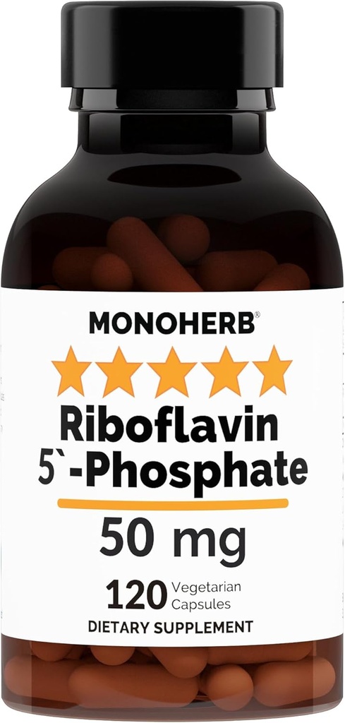 MONOHERB Riboflavin 5'-Phosphate 50 מ"ג - 120 קפסולות צמחוניות - ויטמין B2