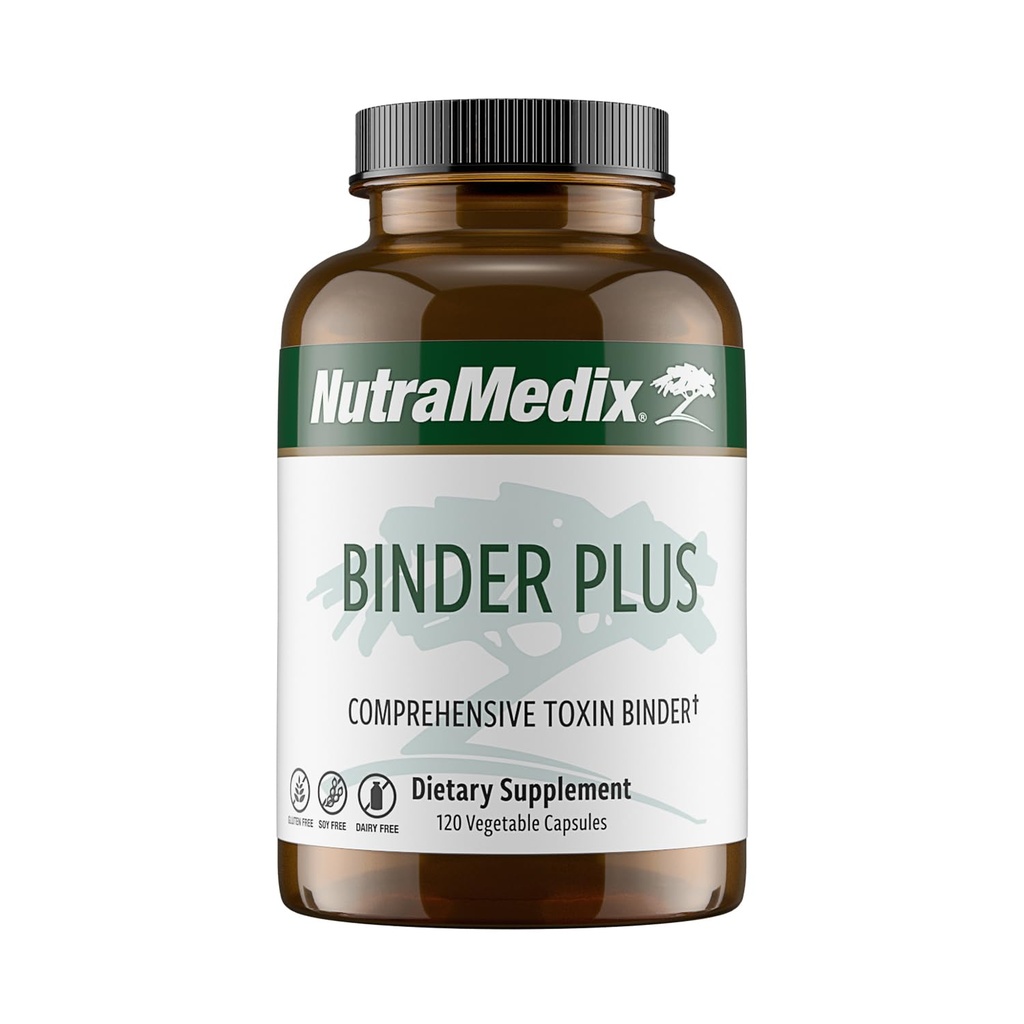 NutraMedix Binder Plus - כולל Toxin Binder & Body Detoxifier - Prebiotic Antioxidant Support + Inulin, Bentonite, Aloe Vera, הפעיל Charcoal, Fulvic מינרלים & Chitosan (120 קפסולות)