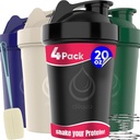 4 PACK, 20 oz Shaker Bottles with Wire Whisks למיקסים חלבון | Leakהוכחה בלנדר שרקר בקבוק Pack | BPA-Free & Dishwasher Safe | Shaker Bottle | Shaker Cups
