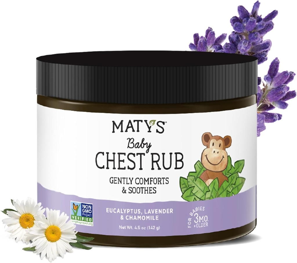 Matys Baby Chest Rub, Soothing Community for Babies Vapor Rub for Babies 3 חודשים Old +, נקי ונוחות Eucalyptus, Lavender, & Chamomile for Sleep, Non-GMO, Free, Menthol Free, 4.5 oz Tublyptus, Lavender, & Chamomile for Sleep, Non-GMO, Free, Oil, Menthol Free, Menthol Free, 4.5 oz Tubblypt.