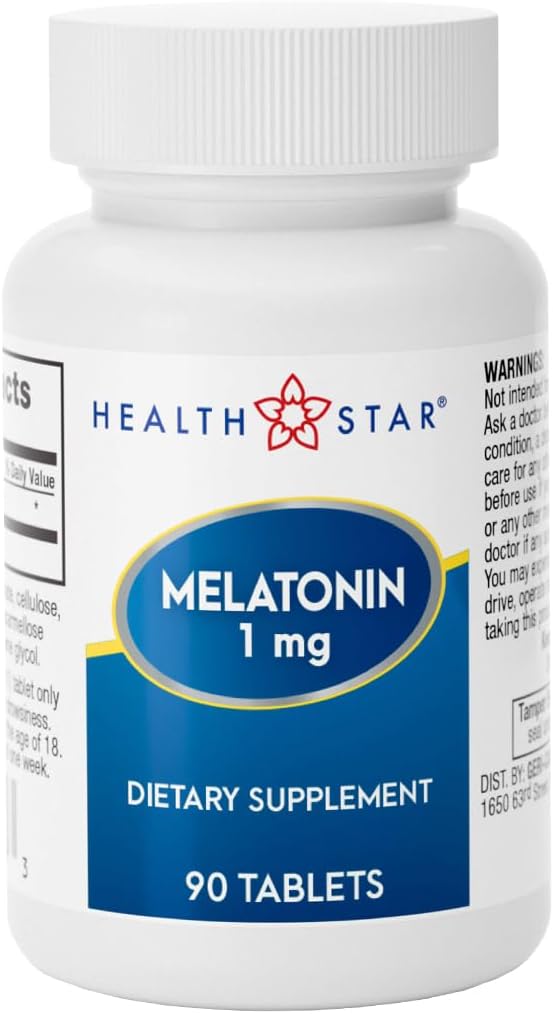GeriCare Melatonin 1 מ"ג שינה תמיכה תוסף, Gentle Nighttime Sleep Aid, Non-Habit Forming, Helps Promotelaxation & Restful Sleep, Jet Lag Recovery, and Better Nighttime Rest, 90 טבליות