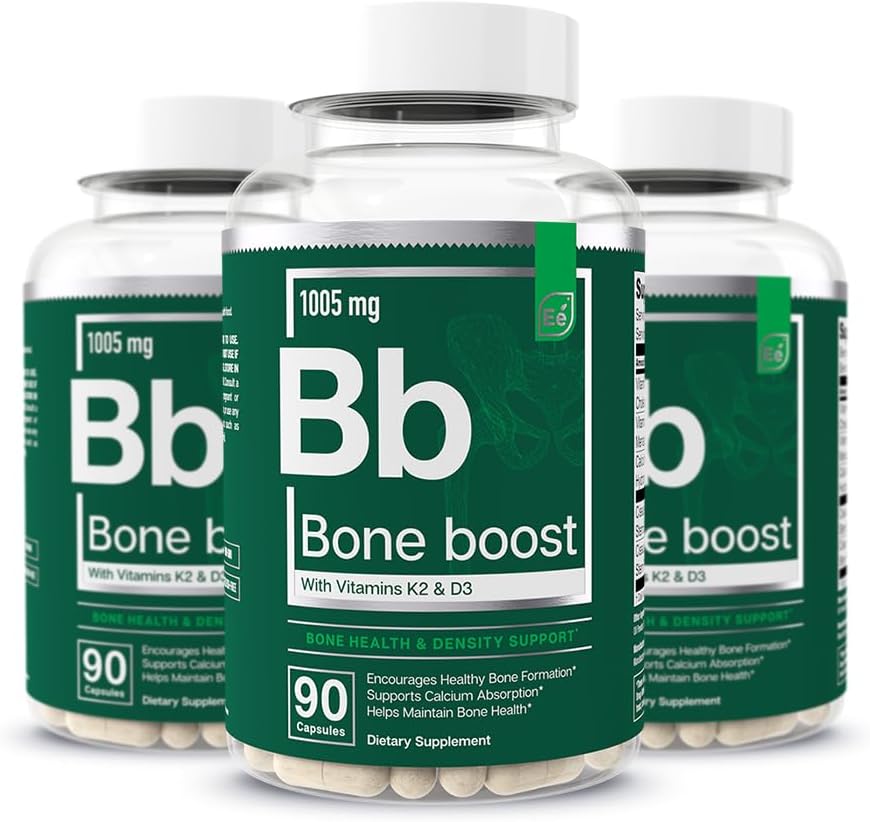Essential Elements Bone Boost Health Supplement - תמיכה העצם ו- Calcium תוספת עם ויטמין D 3, K2, Cissus Quadrangularis עבור כוח העצם - 270 קפסולות (90 יום אספקה) (3-Pack)