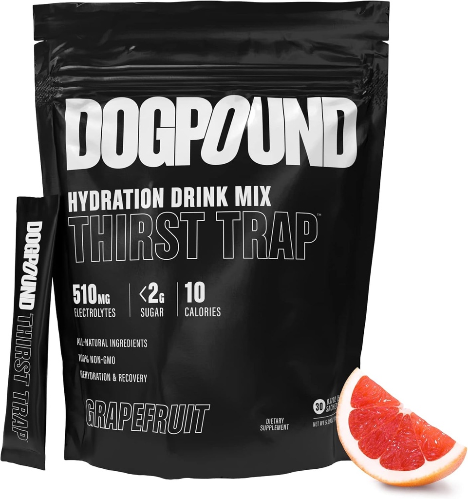 DOGPOUND Thirst Trap | hydrotion Supplement | Electrolyte Drink Mix for Workout & NightLife Recovery | Grapeפרי | 10 Calories | 30 Easy Open Sticks