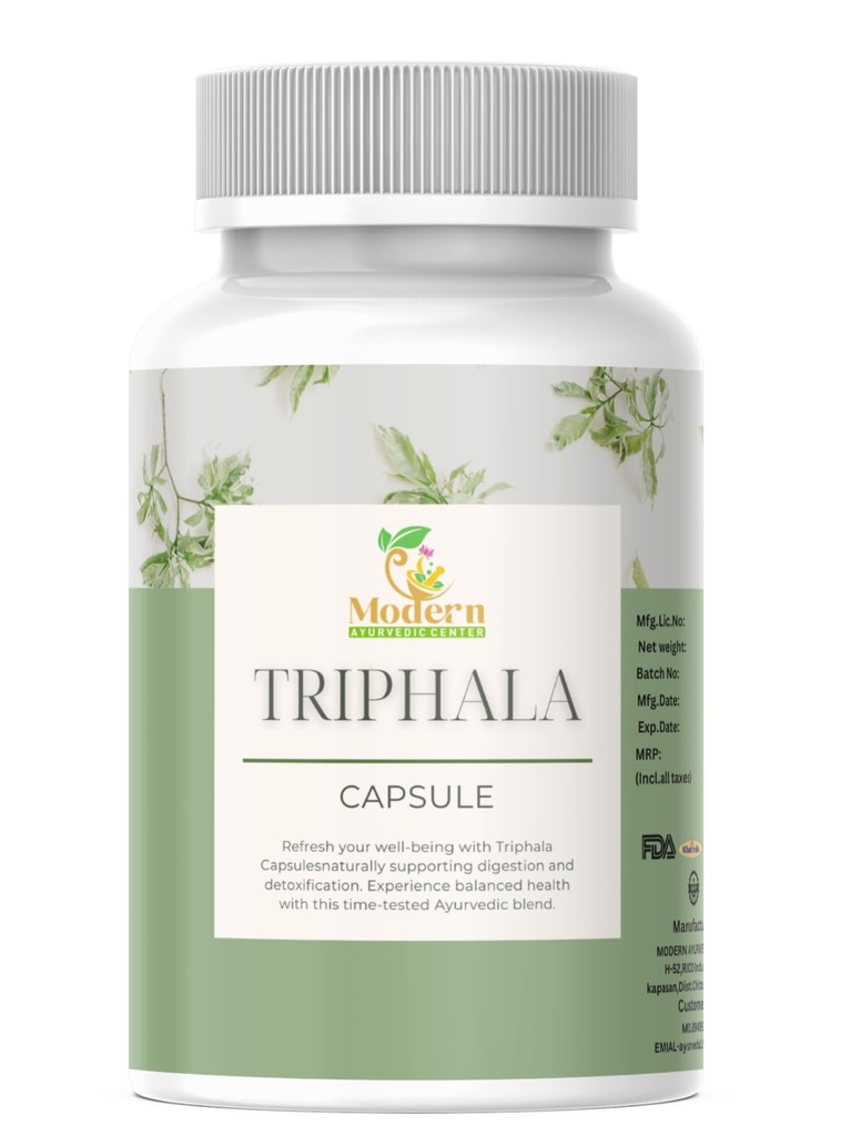 Triphala קפסולות 120 לתמיכה מזיקה, Immune Boost & Antioxidant היתרונות 100% של תערובת צמחית של Amla, Haritaki & Bibhitaki מקדם את בריאות Gut (120 קפסולת)