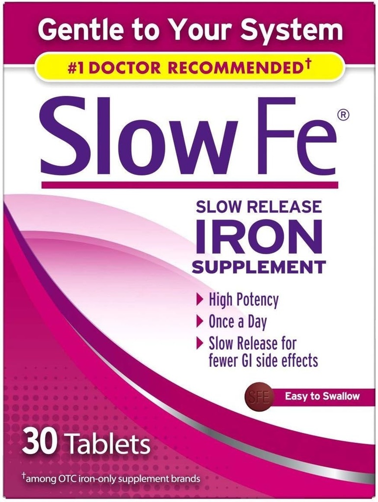 Slow Fe Slow לשחרר ברזל תוספת - 30 טבליות, אריזה של 4