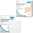 Hydrocolloid Wound Dressing, 10 Pack Ultra Thin 4" + Ag Silver Sacrum Foam Wound Dressing Bandages Silicone Adhesive Border 7