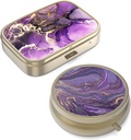 Pill Case Pill Box with Mirror Retro Small Pill Case for Purse or Pocket ברונזה או ויטמינים, שמן דגים, תוספים, Pill Containe Travel Gifts (2PCS)