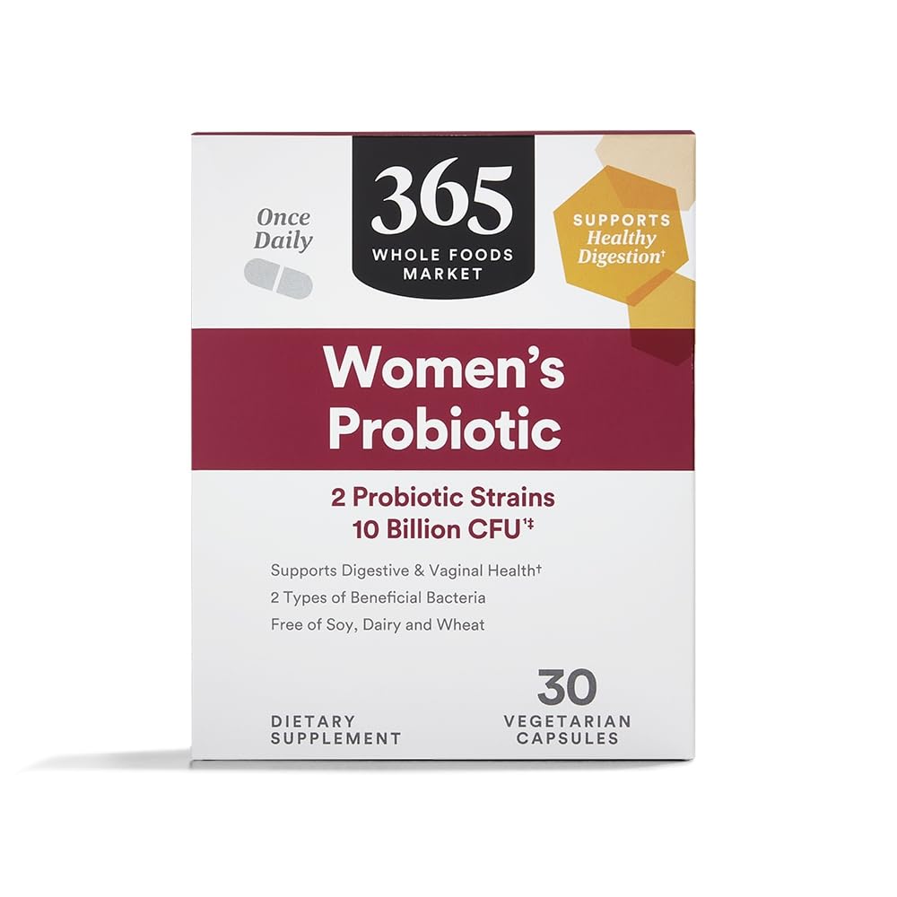 365 על ידי Whole Foods Market, Women's Once Daily Probiotic (Vegetarian and Free of Soy, Milk and Wheat), 10 מיליארד CFU, 30 Count