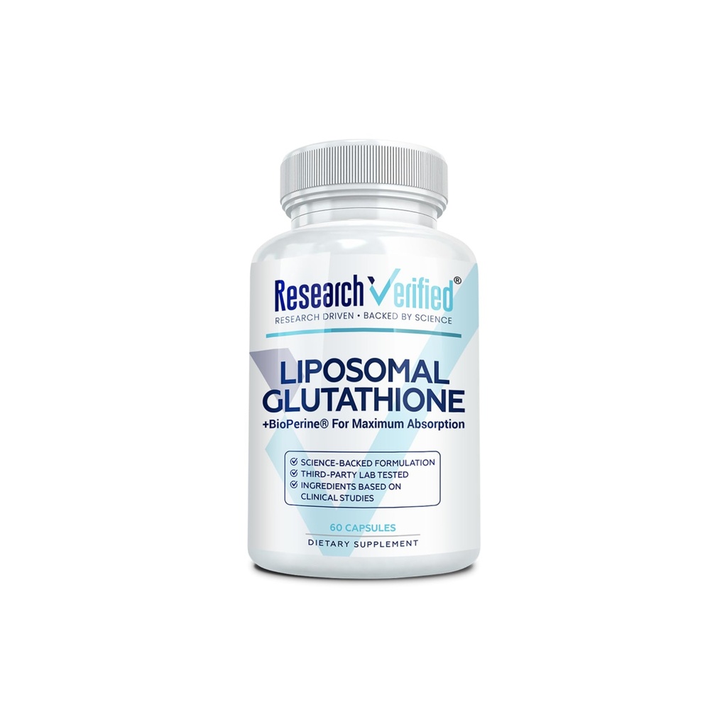 מחקר מאומת ® Glutathione - Liposomal Glutathione 500 מ"ג עם תרכובת Phospholipid, ויטמין C, Bioperine® - 60 קפסולות - 1 בקבוק