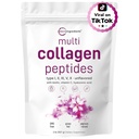 Micro Ingredients Multi Collagen Peptides אבקת 2lb | סוג I, II, III, V, X + Biotin, ויטמין C & Hyaluronic Acid | Unflavored | תומך שיער, עור ובריאות משותפת | Keto, non-GMOtin, ויטמין C & Hyaluronic Acid
