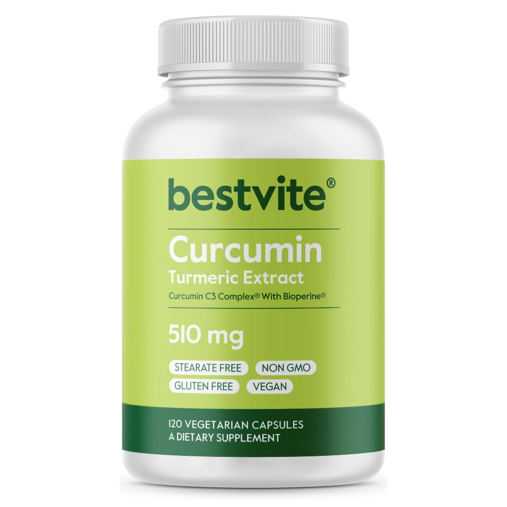 BestVITE Curcumin 510 מ"ג (Turmeric)(120 קפסולות צמחוניות) עם Curcumin C3 Complex & Bioperine - סטנדרטי ל-95% Curcuminoids - No Stearates - טבעוני - Non GMO - Gluten Freeten Freeten Free Gluten Freeten Free Gluten Freeten Freeten Free Gluten Freeten Free Gluten Freeten Freeten Freeten Freeten Free Gluten Free Gluten
