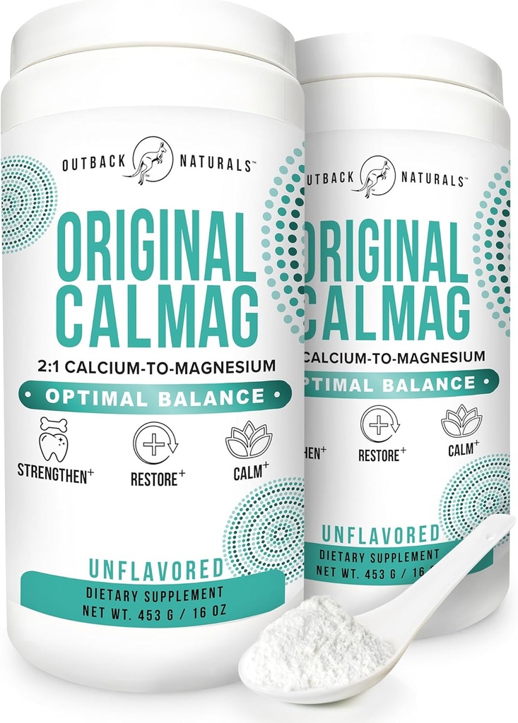 High Absorption 2:1 Cal Magic Calcium ו- Magnesium Citrate תוסף - אבקת Calcium Malate Pure Calcium - תמיכה הקלה מתח, שינה ועצמות העצם - משקאות מינרלים - Unflaved 16.5 oz (Pack של 2)